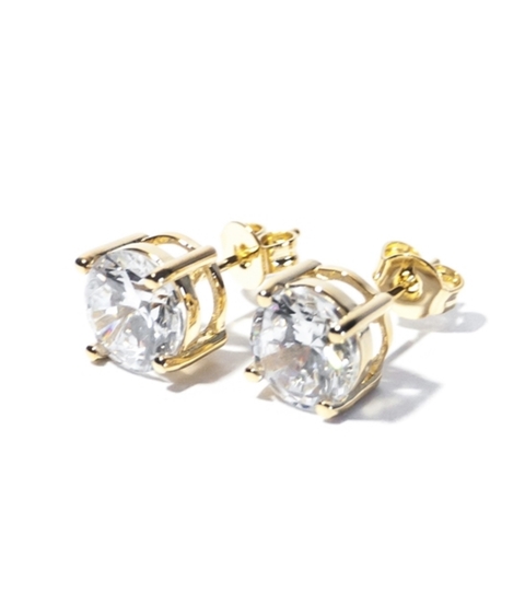 Brinco ponto de luz zircônia dourado