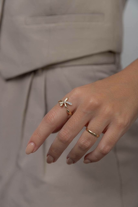 Anel margarida regulável dourado