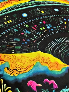 Tapeçaria de Nave Espacial Alienígena Reativa a UV & para Galáxia - Arte de Parede com Tema Espacial na internet
