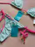 Biquini Cortininha Celebração VERDE ÁGUA COM PINK - comprar online