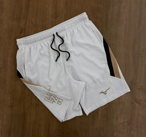 Bermuda Tactel Mizuno branca c/ marrom 19