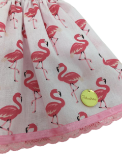 Vestido Mini Flamingos - Petuchas - Oficina de Bonecos