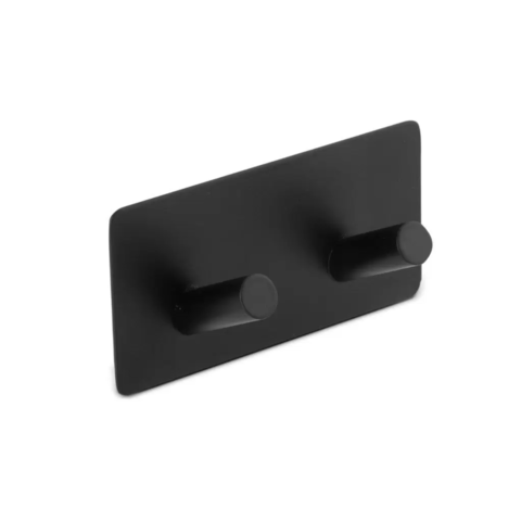 Gancho Duplo Inox Ônix com Fixação Adesiva