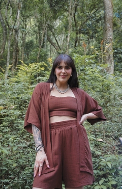 kimono marrom - Emme ateliê
