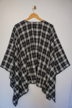 poncho xadrez preto com azul - loja online