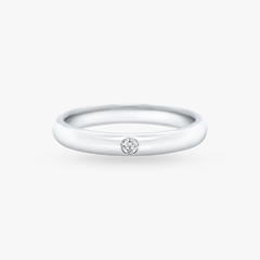 Aliança de casamento redonda brilhante com Diamante único