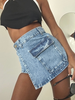 Short-Pollera Kenzie Azul - comprar online