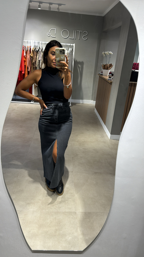 Saia longa com fenda