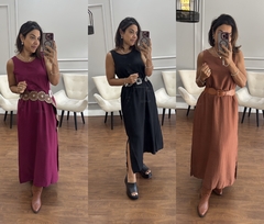 Vestido longo com fendas - loja online