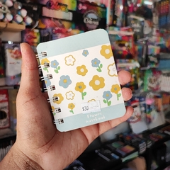 LIBRETAS MINI LIBRETAS MOKA STATIONERY FLORES A7 82 X 105 MM ARILLOS METALICOS RAYAS PASTA SUAVE LIBRETAS