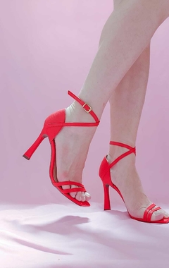 Sandália de salto alto - Luli - Laranja - comprar online