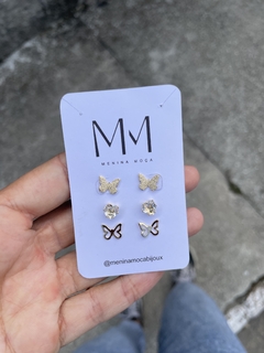 Trio kit brincos dourado - loja online