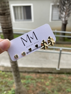Trio kit brincos dourado - Menina Moça Bijoux