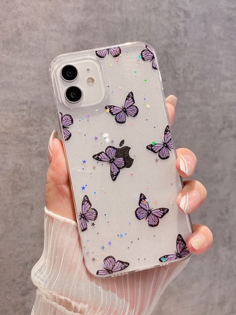 Case transparente borboleta lilás iPhone 11
