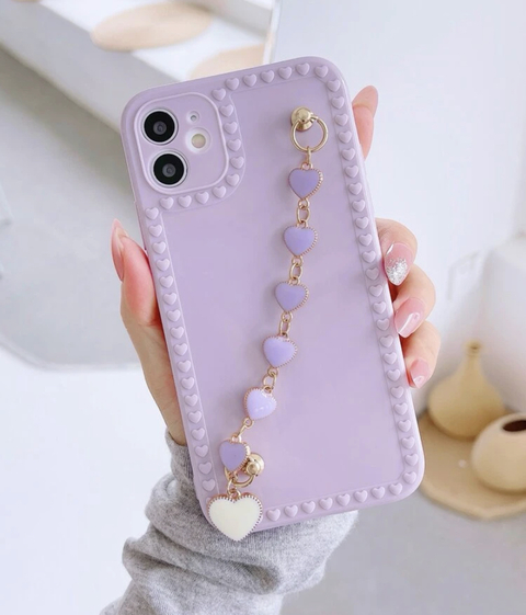 Case alça de coração roxa iPhone XR