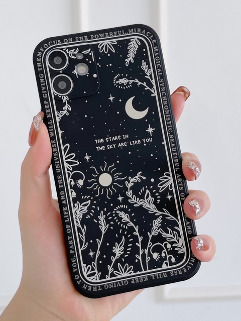 Case preta lua e sol iPhone 11