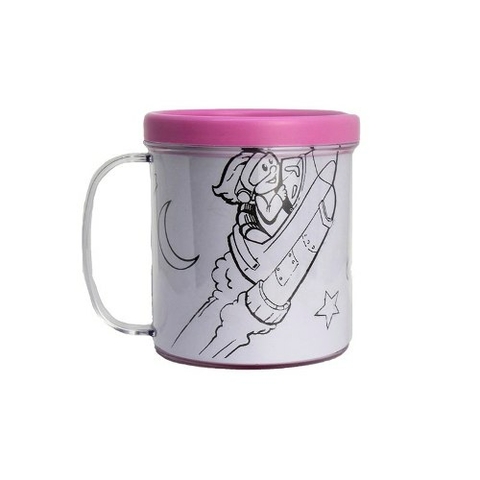 Caneca Acrílica p/ Colorir 300ml com Detalhe em ROSA