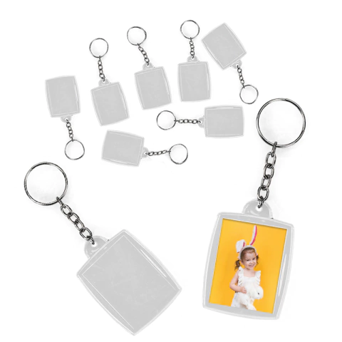 Chaveiro Acrílico 3x4 Retangular p/ Personalizar - 50 Peças