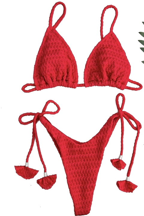 BIQUÍNI CORTININHA LACINHO VERMELHO - comprar online