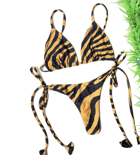 BIQUÍNI CORTININHA LACINHO ZEBRA GOLD