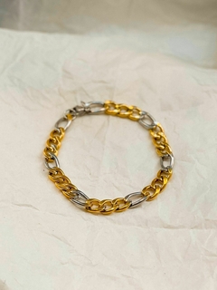 Pulsera figaro 3+1 acero y acero dorado - comprar online