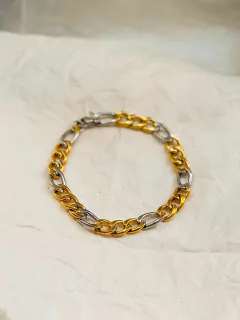 Pulsera figaro 3+1 acero y acero dorado - comprar online