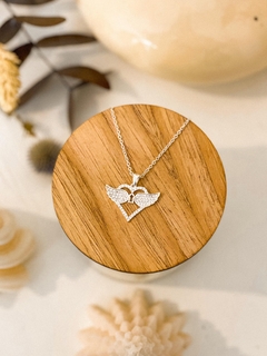 Dije corazón alado plata 925 Micropave y cadena acero