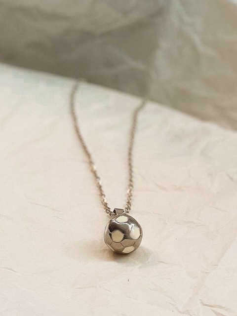 Dije pelota Blanco esmaltado y acero con cadena