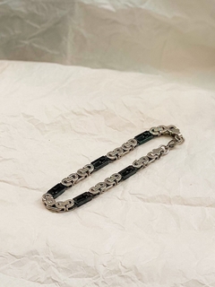 Pulsera acero con negro y cruz calada - comprar online