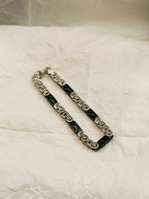 Pulsera acero con negro y cruz calada