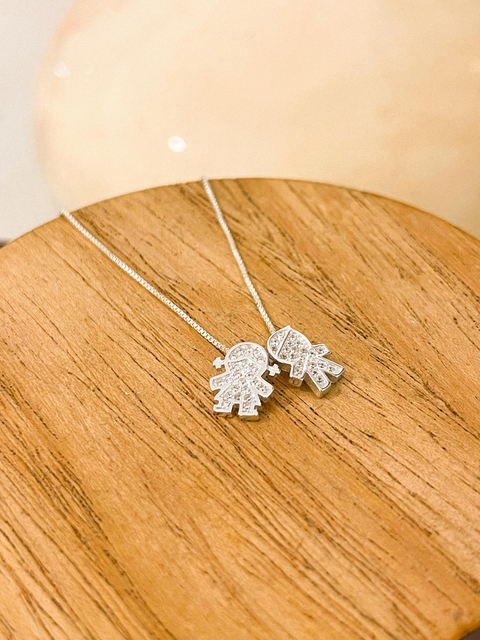 Dije Nene o Nena a eleccion plata 925 Micropave y Cadena acero blanco