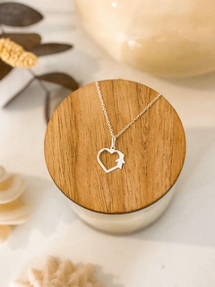 DIJE CORAZÓN CON NENE/NENA PLATA 925 y cadena ACERO BLANCO - comprar online