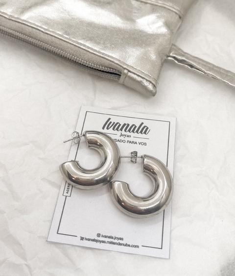 Argollas abiertas Acero quirurgico tipo inflado TENDENCIA MODA