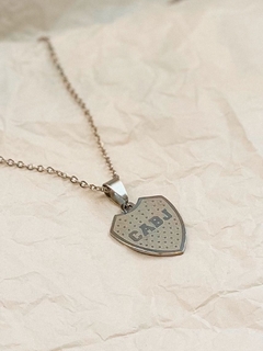 Dije escudo Boca grande con cadena acero en internet