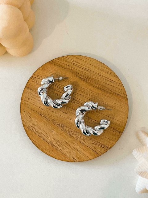 AROS TRENZADOS INFLADOS CHUNKY LAMINADOS EN PLATA