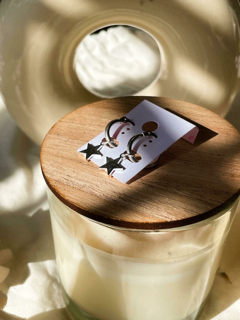 AROS ARGOLLITA ACERO BLANCO CON ESTRELLAS LISAS