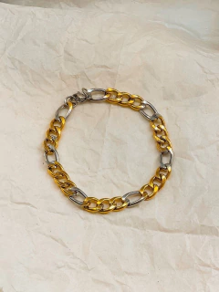 Pulsera figaro 3+1 acero y acero dorado