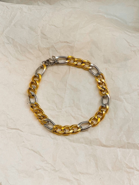 Pulsera figaro 3+1 acero y acero dorado