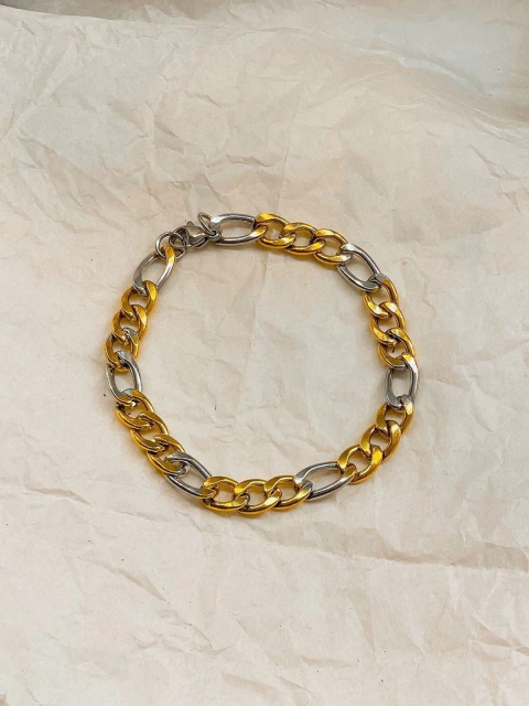 Pulsera figaro 3+1 acero y acero dorado