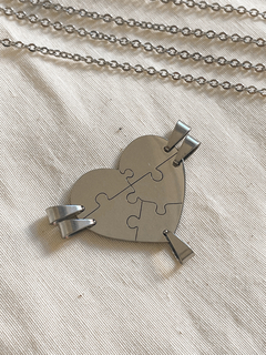 Dije corazón para compartir 5 partes con cadenas acero - comprar online
