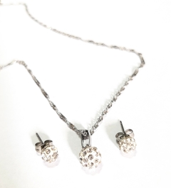 CONJUNTO DIJE 7mmY AROS BOLITA DE FUEGO con cadena de acero - comprar online