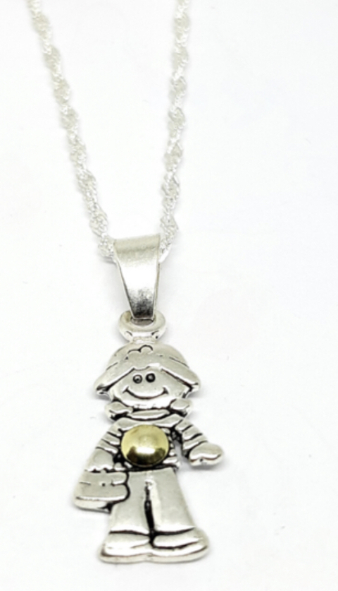 DIJE NENA PLATA Y ORO CON CADENA PLATA