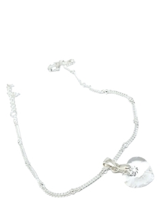 PULSERA PLATA DIJE CORAZON CRISTAL FACETADO 10MM - comprar online