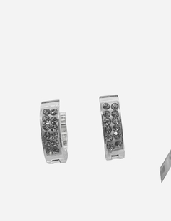 aros argollitas acero blanco doble fila - Ivanala Joyas