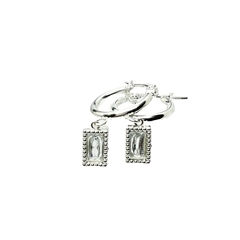 AROS ARGOLLITAS ACERO BLANCO CON DIJE CRISTAL - comprar online