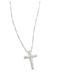 DIJE CRUZ PLATA Y MICROCRISTALES Y CADENA DE PLATA 925