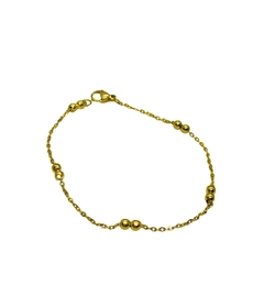 PULSERA ACERO DORADO CON BOLITAS - comprar online