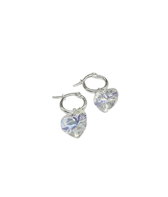 AROS ACERO BLANCO CORAZÓN CRISTAL - Ivanala Joyas