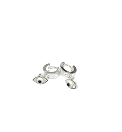 Aros argollitas acero blanco con ojito protector con color y relieve - comprar online