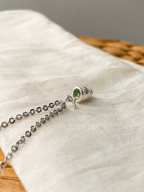 Dije mate Plata con color y cadena acero quirurgico